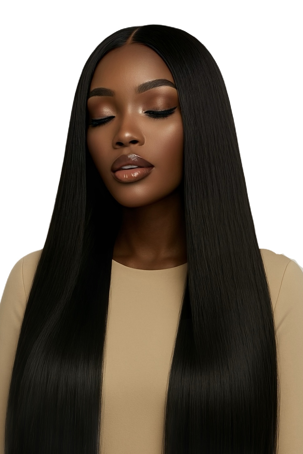 Silky straight tape-in extensions